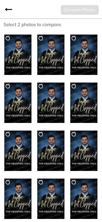 Compare photos grid, no photos selected