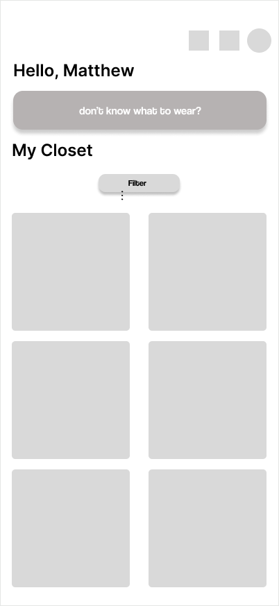 Closet low-fi wireframe