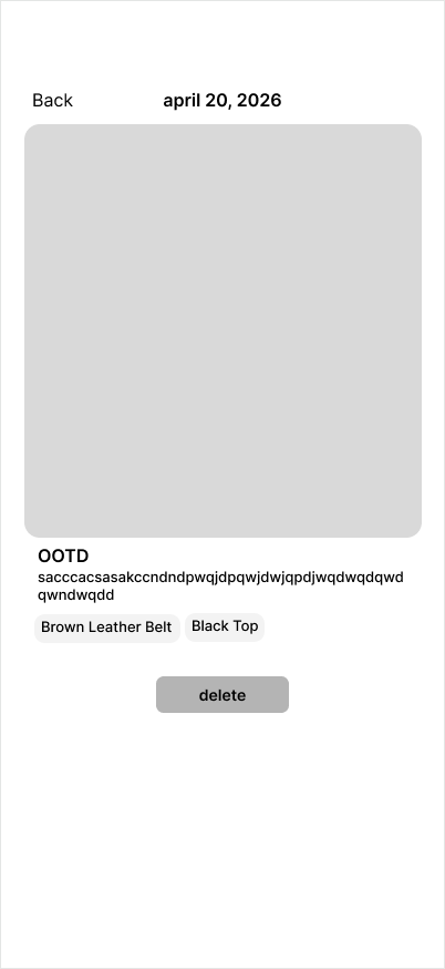 View outfit low-fi wireframe